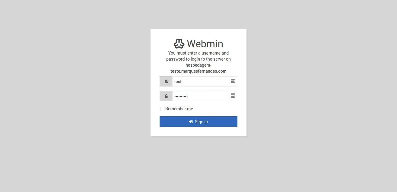 Virtualmin - Login