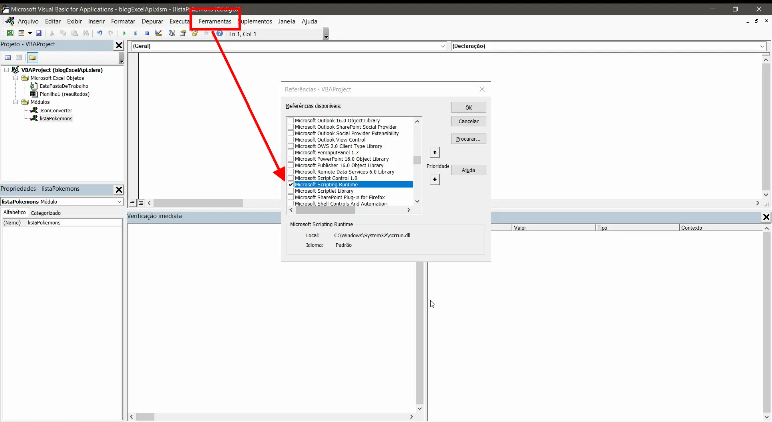 Excel API Rest Microsoft Scripting Runtime