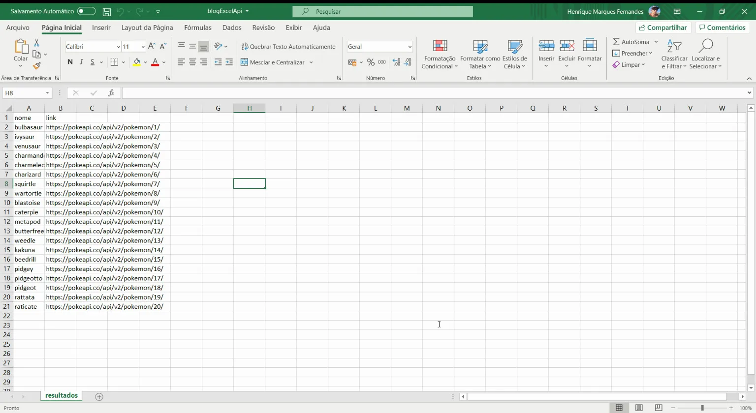 Excel API Rest