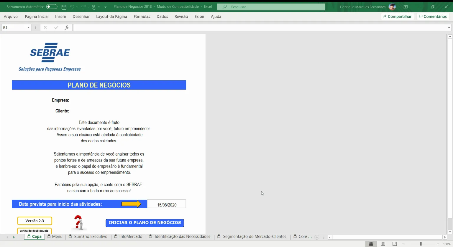 Sebrae - Business Plan Template (Excel)