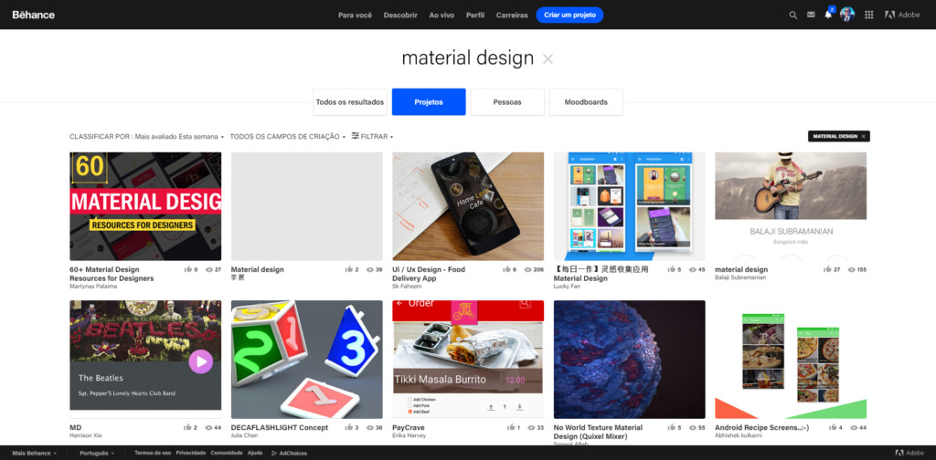 Behance: Proyectos de diseño de materiales