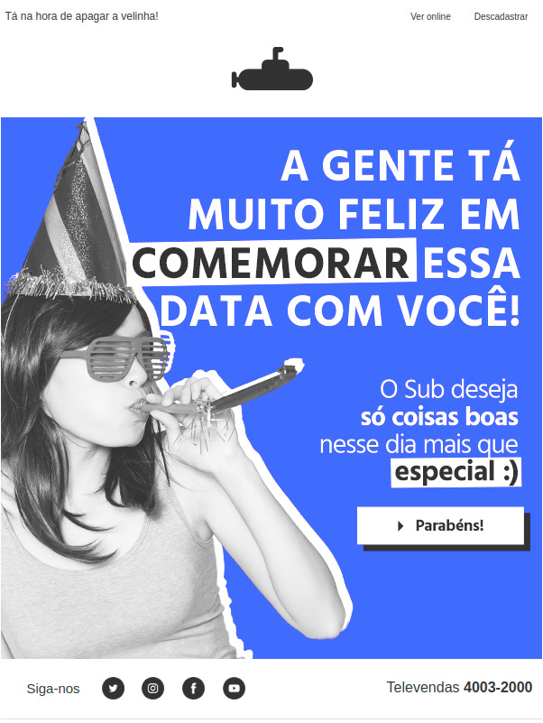 Submarino Email Marketing Aniversário