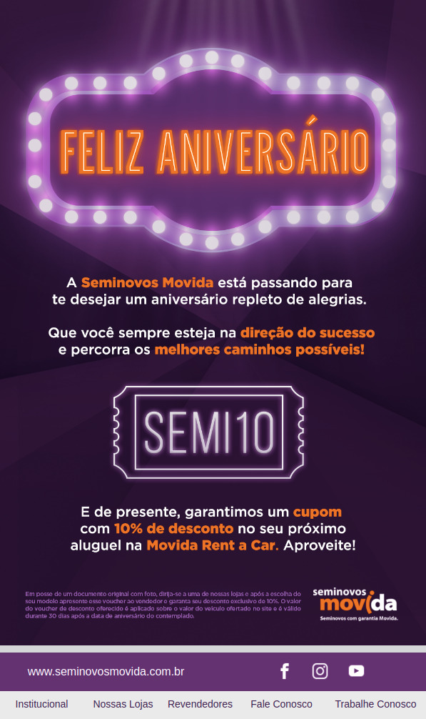 Se movieron Seminovos Email Marketing Aniversario