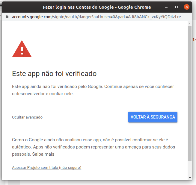 Google Apps Scripts Autorização - 2