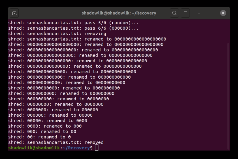 Shred - Overwrite the file to hide its contents