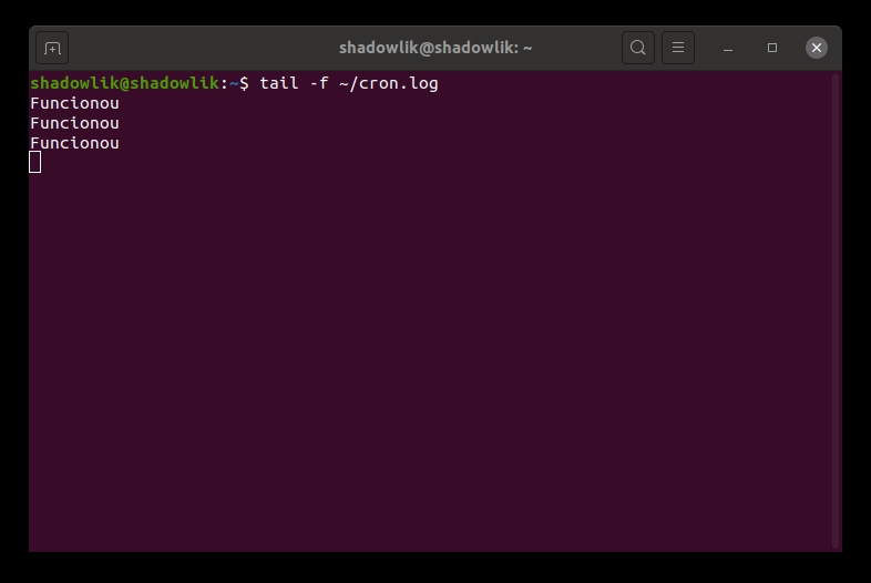 tail -f ~/cron.log
