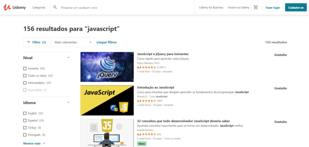 Udemy - Cursos gratuitos de JavaScript