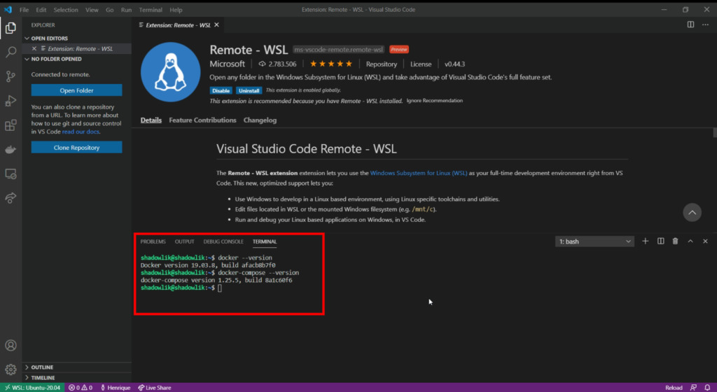 VS Code, Docker y WSL 2