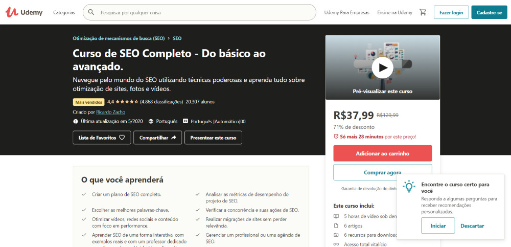 Curso de SEO Completo - Do básico ao avançado