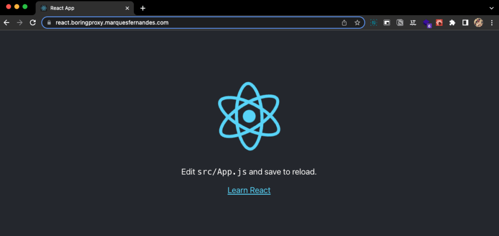 React App acessível via Proxy