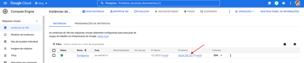 Máquina virtual GCP