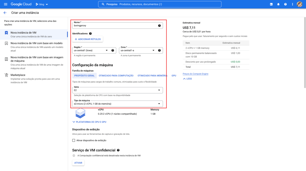 Configurando nossa nova VM